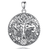 Viking Raven Wolf Compass Tree of Life Amulet Pendant