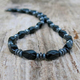 Hematite Necklace Mens Beaded Necklace for Him Black Lava Stone Necklace Jewelry Gift For Boyfriend Black Necklace