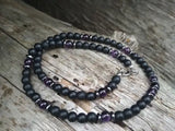 Hematite Necklace Mens Beaded Necklace for Him Black Lava Stone Necklace Jewelry Gift For Boyfriend Black Necklace