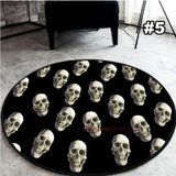 Skull Printed Soft Fabric Round Floor Mat Carpet Room Area Bedroom Rug