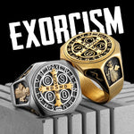 Sacred Guardian: Saint Benedict Exorcism Amulet Men's Ring - Channel Divine Protection