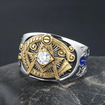 Vintage Templar G Freemason Masonic Solid 925 Sterling Silver Ring Llluminati Jewelry