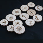 13pcs/set handmade wood Viking runes symbols Gypsy Divination sign wizard ritual Props
