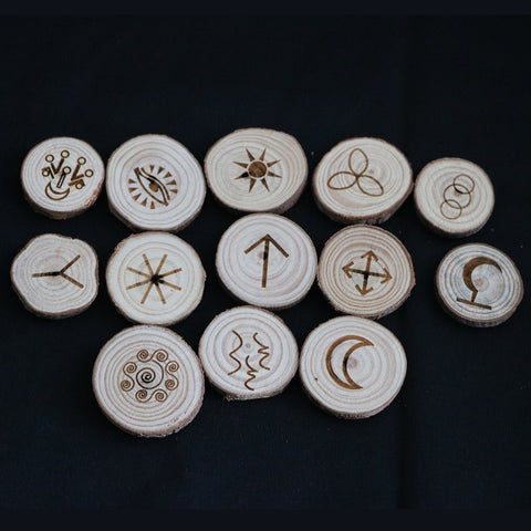 13pcs/set handmade wood Viking runes symbols Gypsy Divination sign wizard ritual Props Tarot &Divination