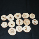 13pcs/set handmade wood Viking runes symbols Gypsy Divination sign wizard ritual Props