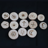 13pcs/set handmade wood Viking runes symbols Gypsy Divination sign wizard ritual Props