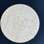 15cm Wood Round Altar Tile/Pad with Runes  Pentagram Chakras witchcraft supplies Divination mat wicca props Ornaments Board Game