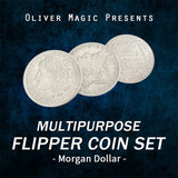 Magical Morphing Marvel: Morgan Dollar Flipper Coin Duo by Oliver Magic Tricks – Instant Fusion of Two Coins into One Close Up Illusion Gimmick
