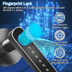 Smart Door Lock,Keyless Entry Door Lock with Handle,Fingerprint Door Lock with Tuya App,Smart Door Knob with Key for Home Bedroom