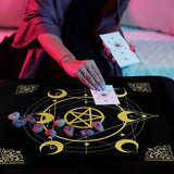 19.29x19.29in Tarot Cards Altar Tablecloth Velvet Square Divination Wicca Tapestry Witchy Aesthetic Embroidery Silk Touch Decor| |