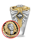 Indian Totem Ring SPIRIT OF THE WARRIOR Inscribed To Viking Warrior Gold Silver Rings Jewelry