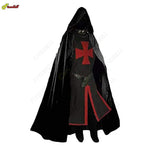 Mens Medieval Crusader Knights Templar Tunic Costumes Renaissance Halloween Surcoat Warrior Black Plague Cloak Cosplay Top