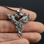 1pc Phoenix Totem Pendant Necklace Chinese Ancient Fire Bird Necklace  Men Amulet Jewelry
