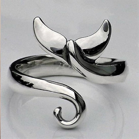 1pc Silver Adjustable Spirit Ring Drop Ship Whale Tail Mermaid Ring Knuckle Ring Jewelry For Gift