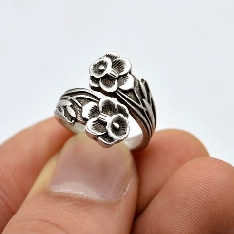 1pc Vintage Spoon Rings Adjustable Spoon Rings Jewelry For Women Antique Silver Bohemia Rings