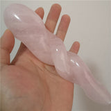 Natural rose quartz spiral crystal wand hand carved crystal gem yoni massage wand healing wand Yoni Crystals