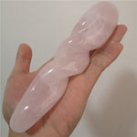Natural rose quartz spiral crystal wand hand carved crystal gem yoni massage wand healing wand Yoni Crystals