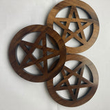 1pcs Wood pentagram altar props Ritual Divination Wicca witchcraft supplies for altar table Decorations  Coaster Astrology Tool