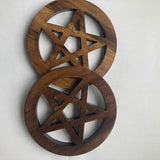 1pcs Wood pentagram altar props Ritual Divination Wicca witchcraft supplies for altar table Decorations  Coaster Astrology Tool