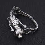 Magicun Viking~2018 New Hyperbole Spring-Clasps Stainless Steel leopard Cuff Bracelets as men gift