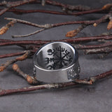 2020 Hot Selling Stainless Steel Red Stone Ring Viking raven and wolf ring never fade rune ring as men gift