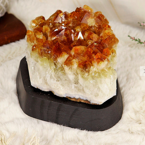 Unqiue Citrine Cluster on base -One of a Kind Crystal
