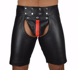 Sexy Lingerie Gay Men Faux Leather Lace Up Pants New Hot Black Mens Latex Pvc Bondage Open Cortch Shorts Gothic Fetish - Exotic Pants