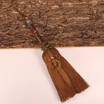 Altar Decoration Brown Witch Broom Natural Crystal Moon Crow Accessories Brush Car Pendant Handmade