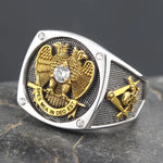 Vintage Scottish Rite Skull Crossbone 32 Degree Masonic Jewelry Sterling Silver Ring