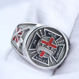 Ancient Knights Templar Crusades Cross Medieval Armor Masonic Sterling Silver Ring
