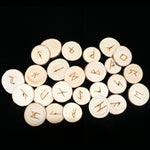 25Pcs Natural Wood Runes Stones Wood Chakras Mysticism supplies for Divination Rune Kit  Round Altar Occultism Props Pendant Tarot &Divination