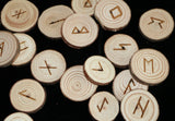 25Pcs Natural Wood Runes Stones Wood Chakras Mysticism supplies for Divination Rune Kit  Round Altar Occultism Props Pendant Tarot &Divination