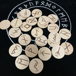 25pcs/set handmade wood Viking runes symbols beads Gypsy rune Divination sign wizard ritual Props with cloth bag Tarot &Divination