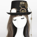 Steampunk Men Hat With Goggles Top Hat Jazz Hat Gothic Steampunk Top Hat For Men Non-slip Hat Carnival Nightclub