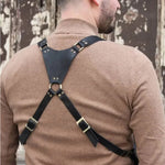Medieval Steampunk Leather Shoulder Harness Holster Bag Vintage Double Phone Pocket Vest Festival Viking Costume For Men Women