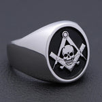 Antique Freemason Masonic Widow's Son Skull and Crossbones sterling silver Ring