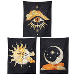 3Pcs Tarot Tapestry Wall Hanging Psychedelic Stars Printed Hand Made Sun and Moon Tapestries for Bedroom Living Room,Dorm Decor