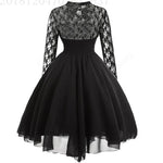 Women Gothic Punk Vintage Party Dresses Sleeveless Cross Back Lace Patchwork Halter Lace Up Court Corset Swing Dress