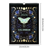 EZONE 2024 Dark Forest Calendars Creative Illustrated Wall Lunar Calendars Astrology Moon Calendars Butterfly Deer Owl Calendars