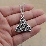 Triple Moon Goddess Triquetra Pentacle Necklace Pagan Wicca Pendant Necklace