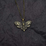 Big Skull and Dead Moth Head Insect Jewellery Butterfly Pendant Necklace