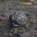 Vegvisir Ring Triskele Ring Norse Viking Ring Magic Compass Viking Jewel Iceland Runic Compass Futhark Runes Stave Nordic Jewelry