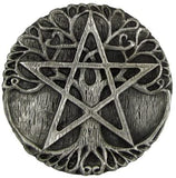 Magicun Altar~Dryad Design Pewter Tree Pentacle Wiccan Ritual Altar Plate Tile Paten