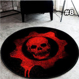 Skull Printed Soft Fabric Round Floor Mat Carpet Room Area Bedroom Rug