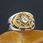 Vintage Templar G Freemason Masonic Solid 925 Sterling Silver Ring Llluminati Jewelry