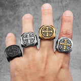 Sacred Guardian: Saint Benedict Exorcism Amulet Men's Ring - Channel Divine Protection