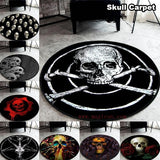 Skull Printed Soft Fabric Round Floor Mat Carpet Room Area Bedroom Rug