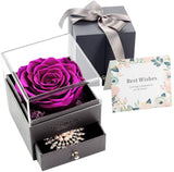 Witchcraft~Real Preserved Rose Gift Box for Girlfriend and Wife, Never Withered Rose with Brooch,Immortal Flower, Eternal Forever Rose Her on Valentine's Day,Mother's Day (Red Rose Gift Box + Brooch)