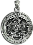 Magicun Altar~Sterling Silver Moon Pentacle Pentagram Pendant; 1 Inch Diameter