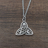 Triple Moon Goddess Triquetra Pentacle Necklace Pagan Wicca Pendant Necklace